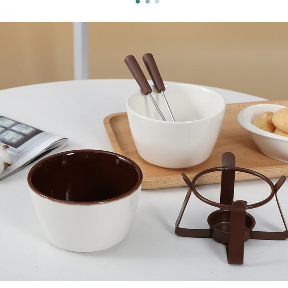 Fondue Pot Ceramic - Noordse keramische fonduepan voor kaas, chocolade