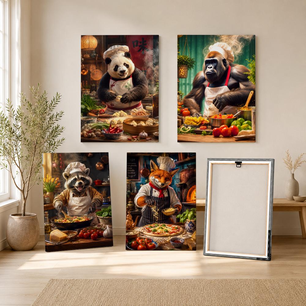 Home Cooking Usa - Gorilla kookkamer ingelijste wandkunst, klaar om