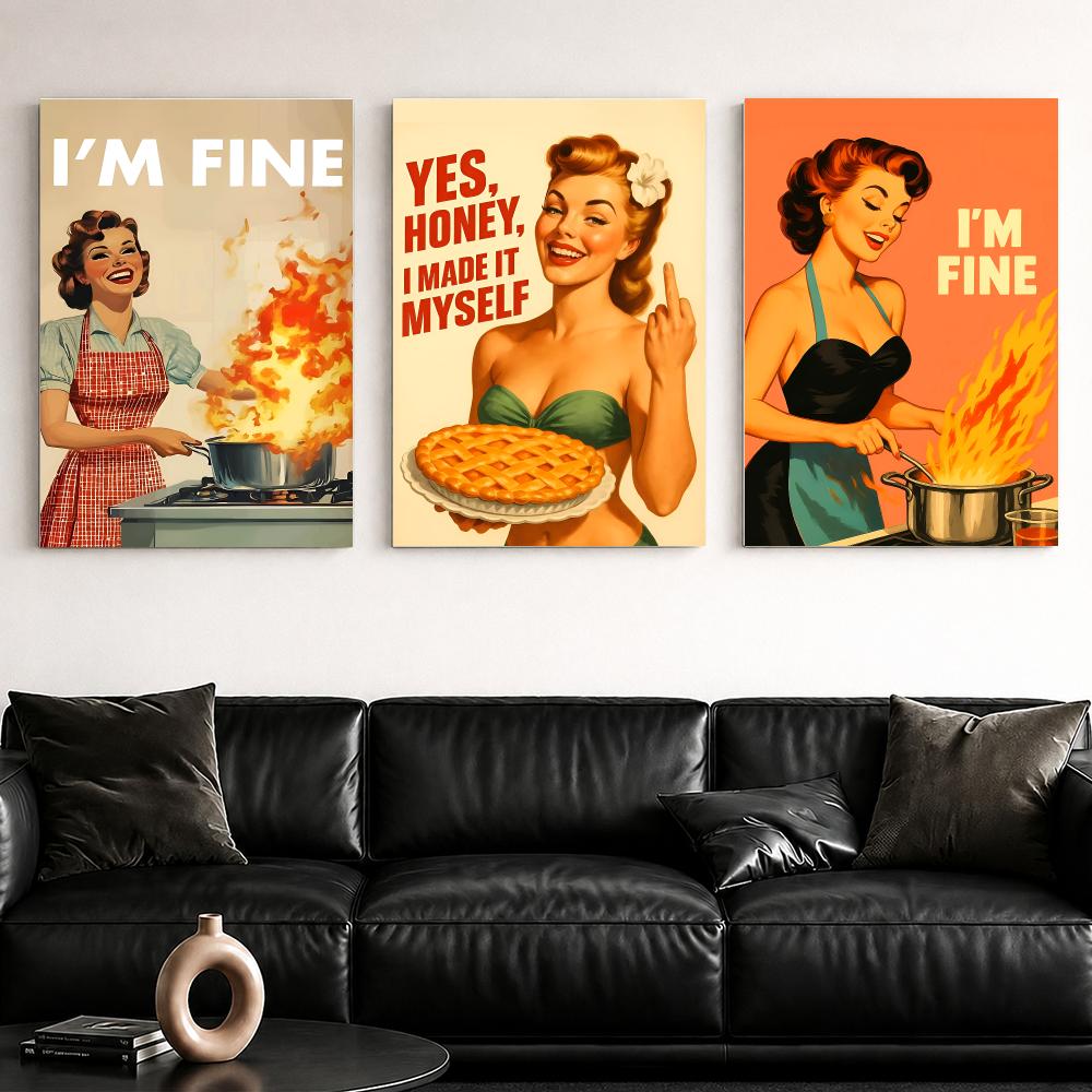 Retro Vrouw die kookt, ingelij - Home Cooking Usa recensie en prijs