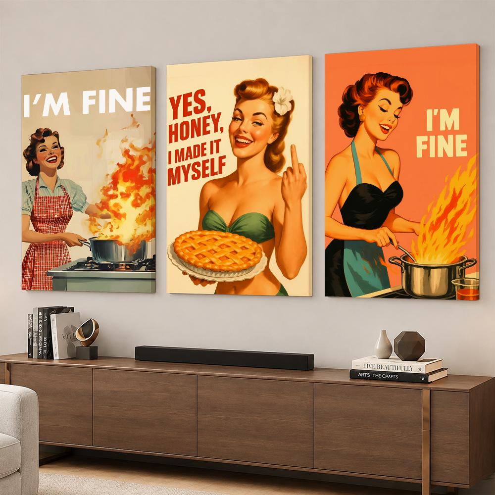 Retro Vrouw die kookt, ingelij - Home Cooking Usa recensie en prijs