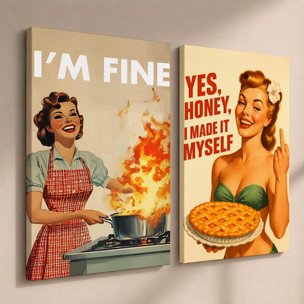 Retro Vrouw die kookt, ingelij - Home Cooking Usa recensie en prijs